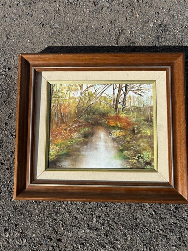 Tableau peinture paysage bois - peinture,