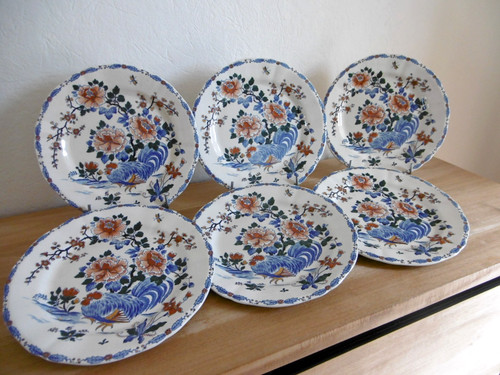 Six assiettes plates faience - assiettes,