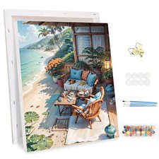 Painting by Numero Adult with Landscape Frame Sea View Oil Painting Kit...