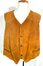 VTG Metal Jackets Brown Leather Suede Moto Vest Men's Sz XXL Made in USA