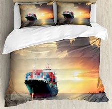 Maritime Linge de Lit Set Bateau en Cas De Coucher de Soleil Photo