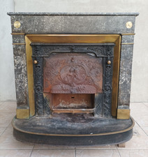 Poêle cheminée Napoléon III en fonte et marbre