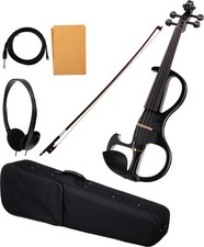 Set Violon Electronique Profeesionnel 4/4 Avec Coffre Archet Casque Cable Noir