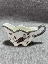 Antique 1920s Art Deco Bird Flower Sugar & Creamer Luster & Carrier