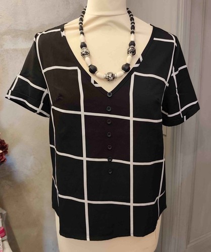 Blouse noire blanche - blouse, et