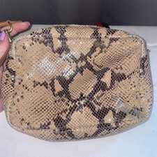 Clare V. Midi Sac Camel Snake Embossed Leather Crossbody Bag Tan Reptile EUC