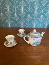 Chinese Porcelain, Asian White Porcelain Teapot, Cup and Saucer.