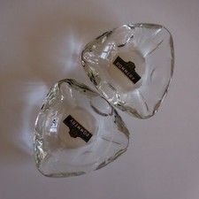 2 Champagne Crystal Glass Ashtrays POMMERY Reims France Vintage Design XX N3397