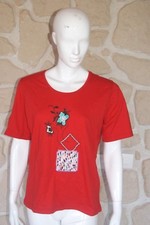Tee-shirt rouge brodé neuf