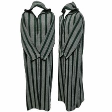 Homme Vert Foncé Rayé Marocain Capuche Manches Longues Coton Thobe Juba Djellaba