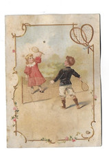 ANTIQUE CHROME the tennis game late 19th century children's rackets H. 11 cms