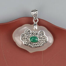 B35 Marcasite Cloud Pendant on Light Chalcedony 925 Sterling Silver