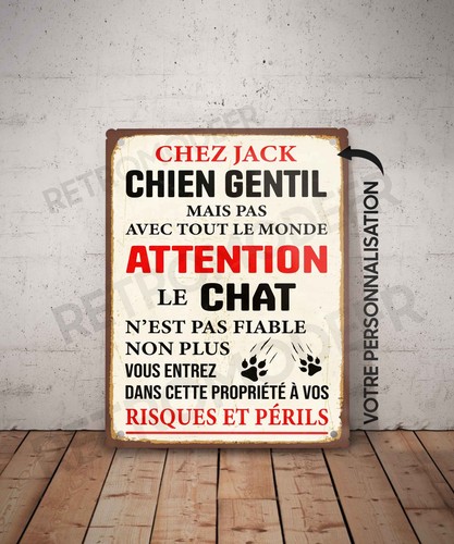Plaque métal vintage - , chat