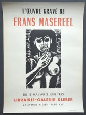 Affiche. Frans Masereel, l'oeuvre gravée. Librairie-Galerie Kleber. 1953. Paris