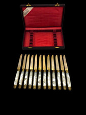 Solid silver knives AND mother-of-pearl, Minerva hallmark ×12