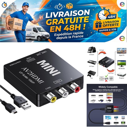 Convertisseur rca vers - vers, hdmi
