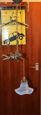 Antique French bronze putti cherub angel chandelier Vaseline shade Lightning