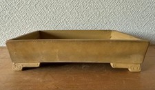 Vintage Japanese Tokoname Ware Bonsai Pot Rectangular Signed Yamaarashi Unglazed