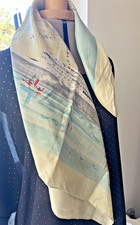 Rare ! Foulard en soie voyage inaugural du Paquebot France, par Pierre Pages.