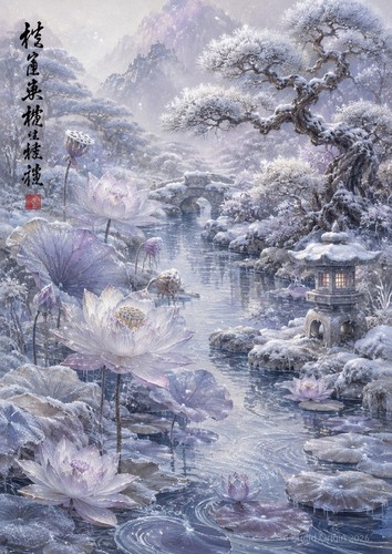 Affiche lotus japonais - affiche,