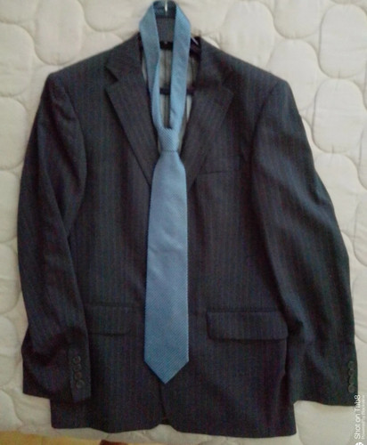 Costume homme noir raye bleu - noir,