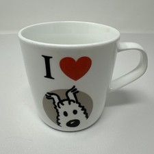Tintin Ceramic Coffee Mug I Love Heart Snowy Wire Fox Terrier Comic Series Rare