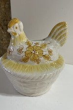 VINTAGE TIRELIRE A CASSER FORME POULE SUR SON NID CERAMIQUE FAÏENCE DÉCO PÂQUES