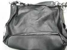 Dana Buchman Pebbled Polyurethane Purse Silvertone Hardware Black Pre Owned used