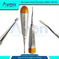 2pcs Set - Bernard Dental Elevator #60 & #77R, Straight & Offset - Stainless