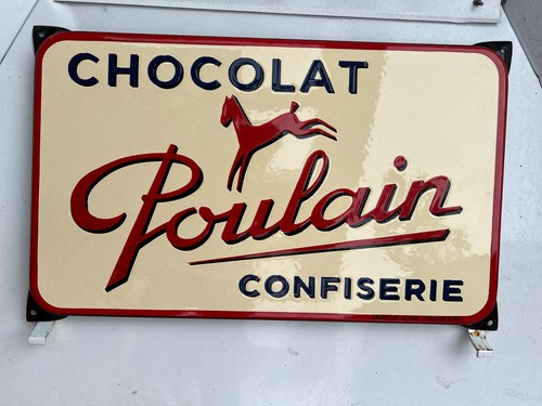 Plaque émaillée poulain - plaque, poulain.