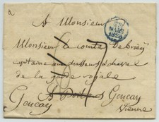 Lettre de 1828 au comte de Briey à Gençay. Chasseurs à Cheval de la Garde Royale