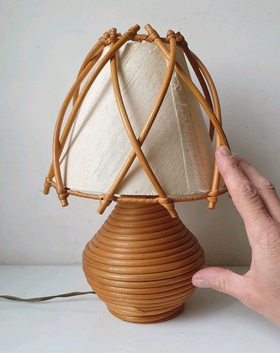 Lampe chevet bambou rotin - lampe,