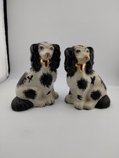 Vintage Staffordshire Dog Figurines King Charles Spaniels  Set Of 2. 5 1/2" Tall