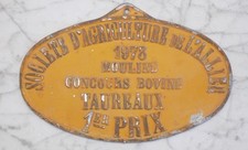 PLAQUE CONCOURS AGRICOLE MOULINS 1973 CHAROLAISE FONTE D'ALUMINIUM