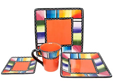 Certified International SERAPE RED Square Dinner Plate Canape Luncheon Mug