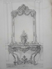 Console glass frame LOUIS XIV ENGRAVING le MAGASIN de FURNITURE Victor QUETIN NINETEENTHème