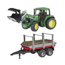 Bruder 01142 Tracteur Chargeur John Deer Forestier avec Remorque Neuf en Boite