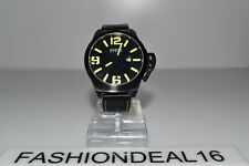 Oozoo Authentic Black Leather Black SS Yellow Oversized $270 Watch