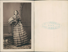 Charles Jagemann, Wien, Young Woman in Scottish Fabric Dress, circa 1860 Vintage