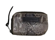 LONGCHAMP Vintage Brown Leather Snak Pattern W/ Full Zip Women Wallet. Good C