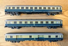 MARKLIN HO - LOT COMPLET 3 WAGONS TRAIN RAPIDE DB BLEU - BON ÉTAT SANS BOITES