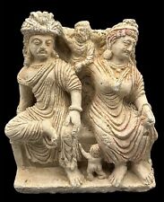 Gandhara Painted Stucco Statue Panchika And Hariti Seated Relief 3rd Century