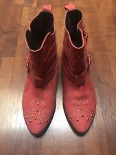 Bottines boots rouge TOPSHOP T. 39 - Modèle «Aztec» Studs UK 6