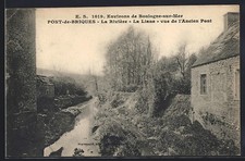 Old postcard Pont-de-Briques, La Rivière La Liane view from the Old Bridge 1918 