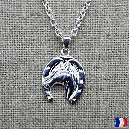 Pendentif fer cheval argent - fer,