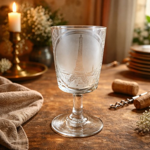 Verre pied ancien soufflé - verre,