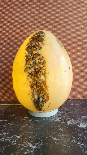 Lampe oeuf verre signee - en,