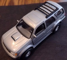 Tins Toys Toyota 4Runner Hilux Silver SUV 1:38 Licensed Pullback Diecast Rare 