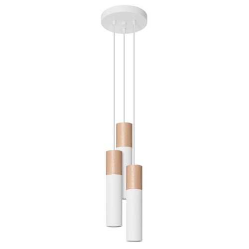 Suspension acier blanc bois - suspension, blanc/bois