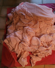 ANTIQUE LINEN LARGE LOTS OF 6/7 VINTAGE SALMON PINK FROUFROU CURTAINS/TENSIONS